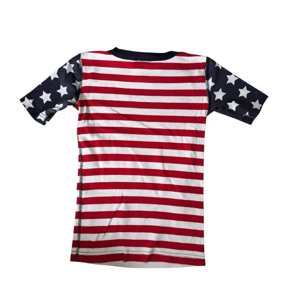 HANNA ANDERSSON American Flag Short John Pajama Set Size 10 140 Kid Cotton USA - Picture 3 of 6